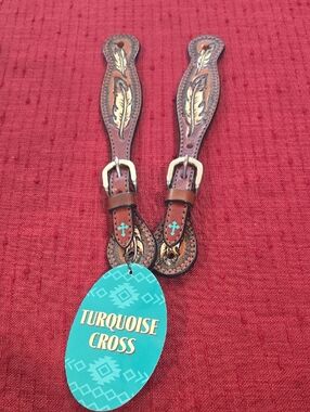 Weaver Brand Brown Leather Feather Spur Straps